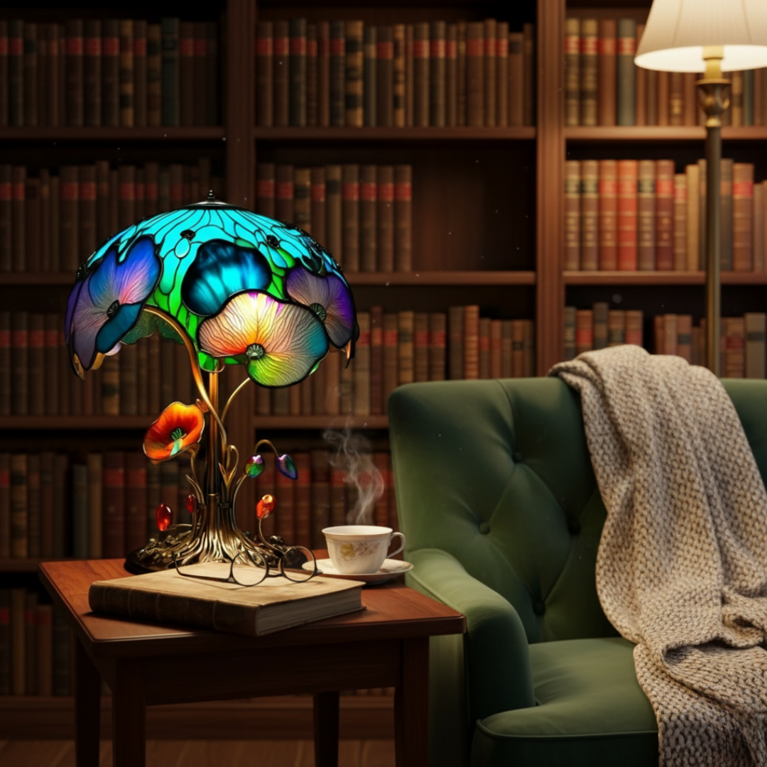 Florale Pilzlampe im Boho-Chic