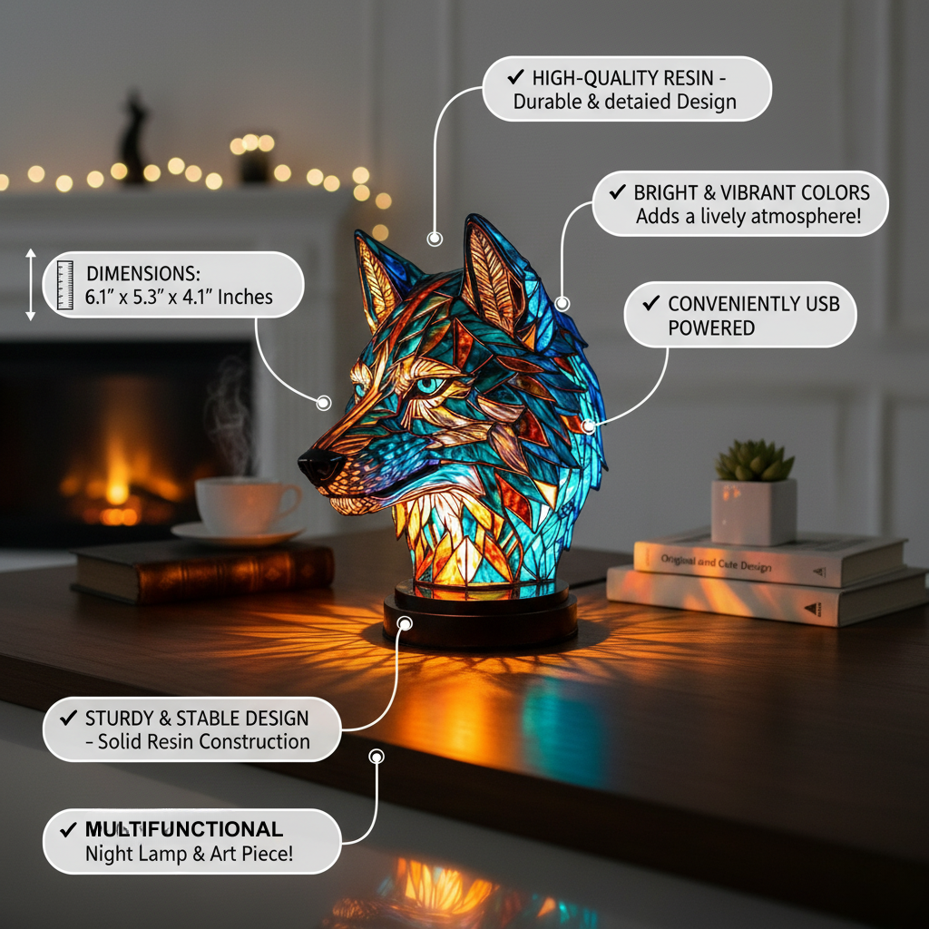 Bezaubernde Lampe in Wolfsform Bo