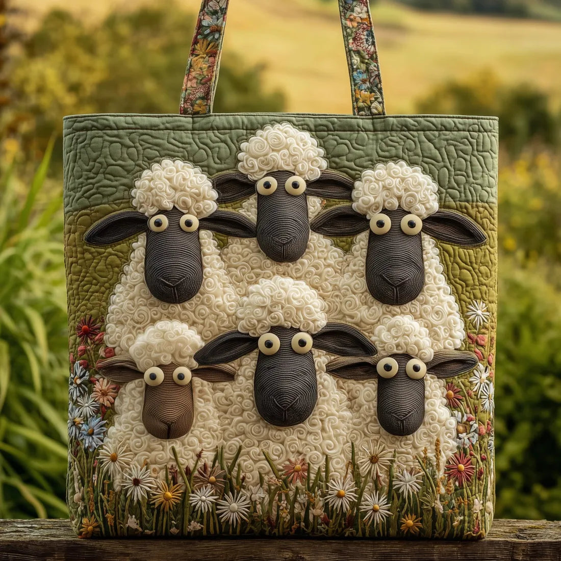 Handgefertigte Tasche – Fünf Schafe