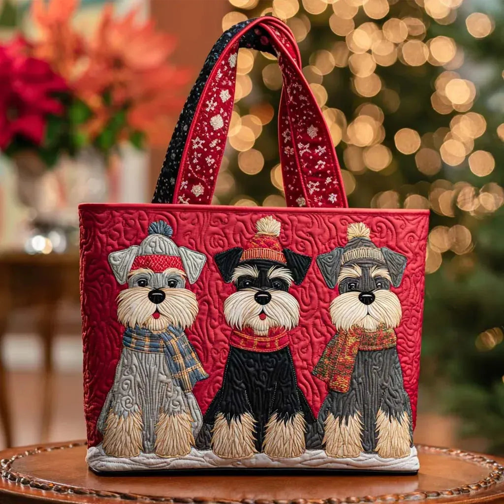 Handgefertigte Tasche – Schnauzer-Trio