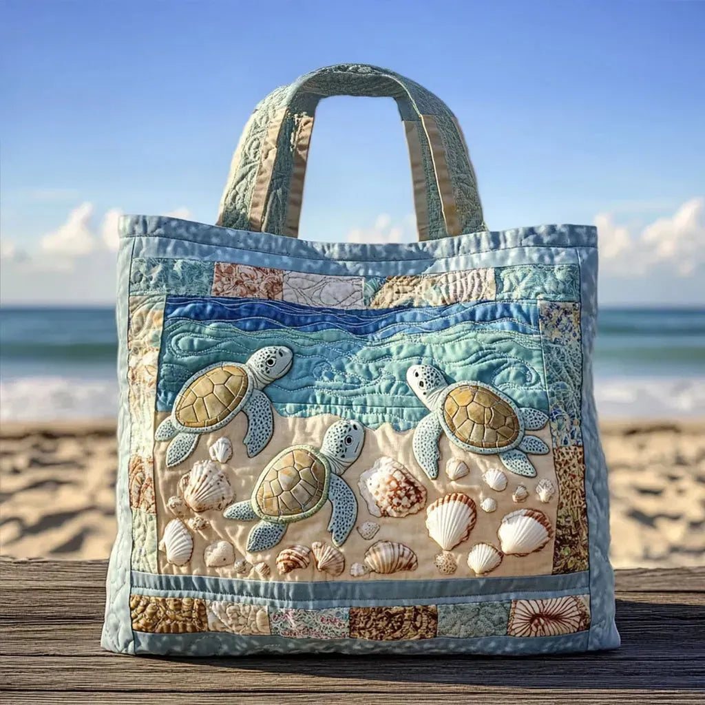 Handgefertigte gesteppte Tasche – Meeresschildkröten