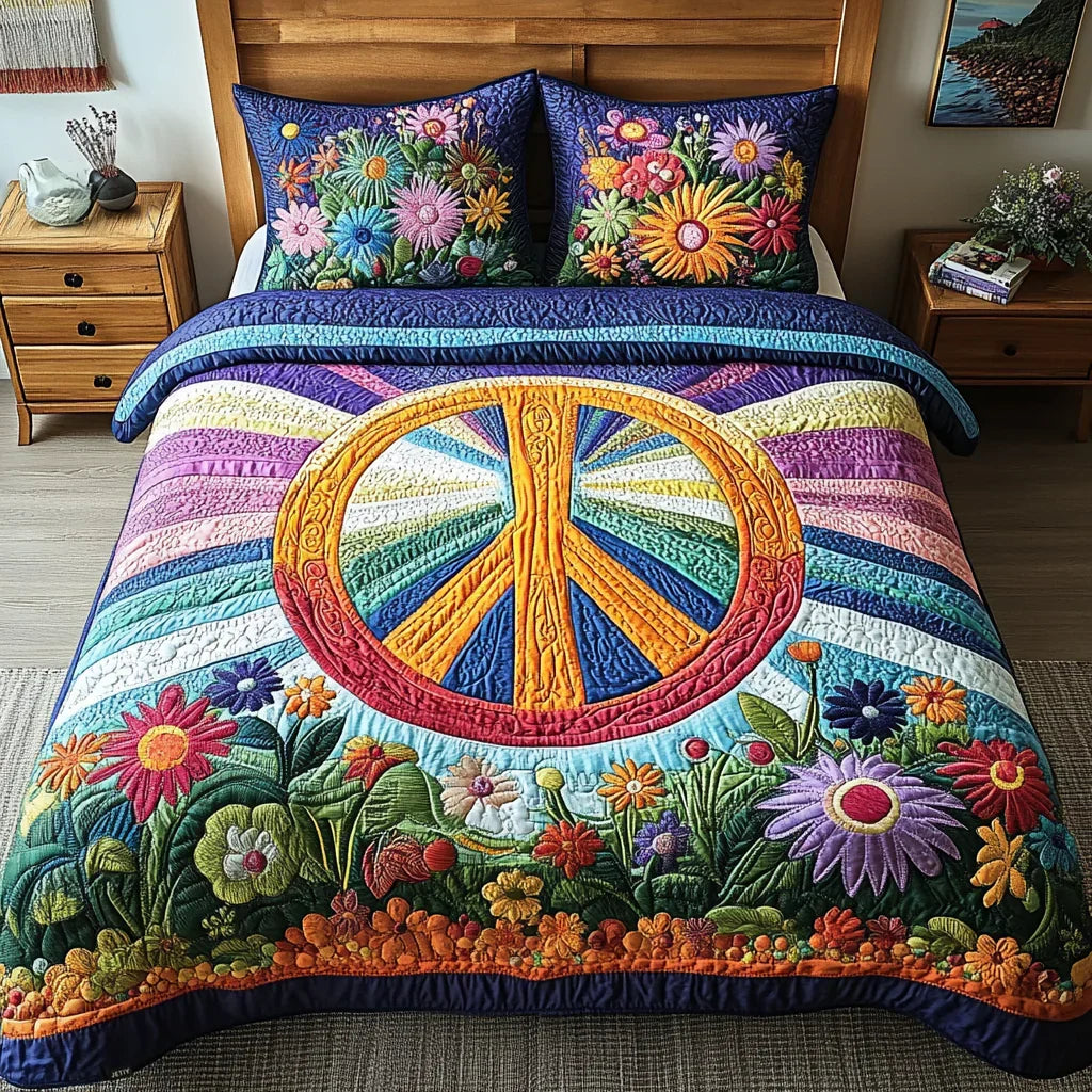 3-delige gewatteerde beddengoedset - Tie-dye Dromen