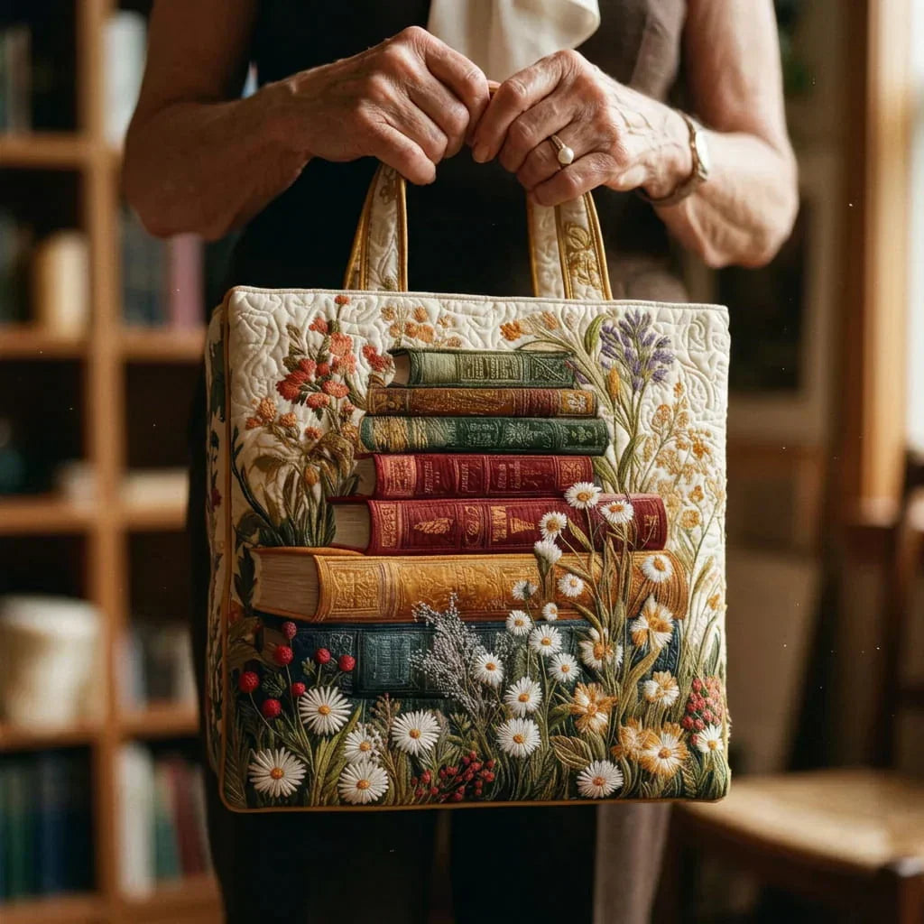 Handgefertigte gesteppte Tasche – Blumenmotiv
