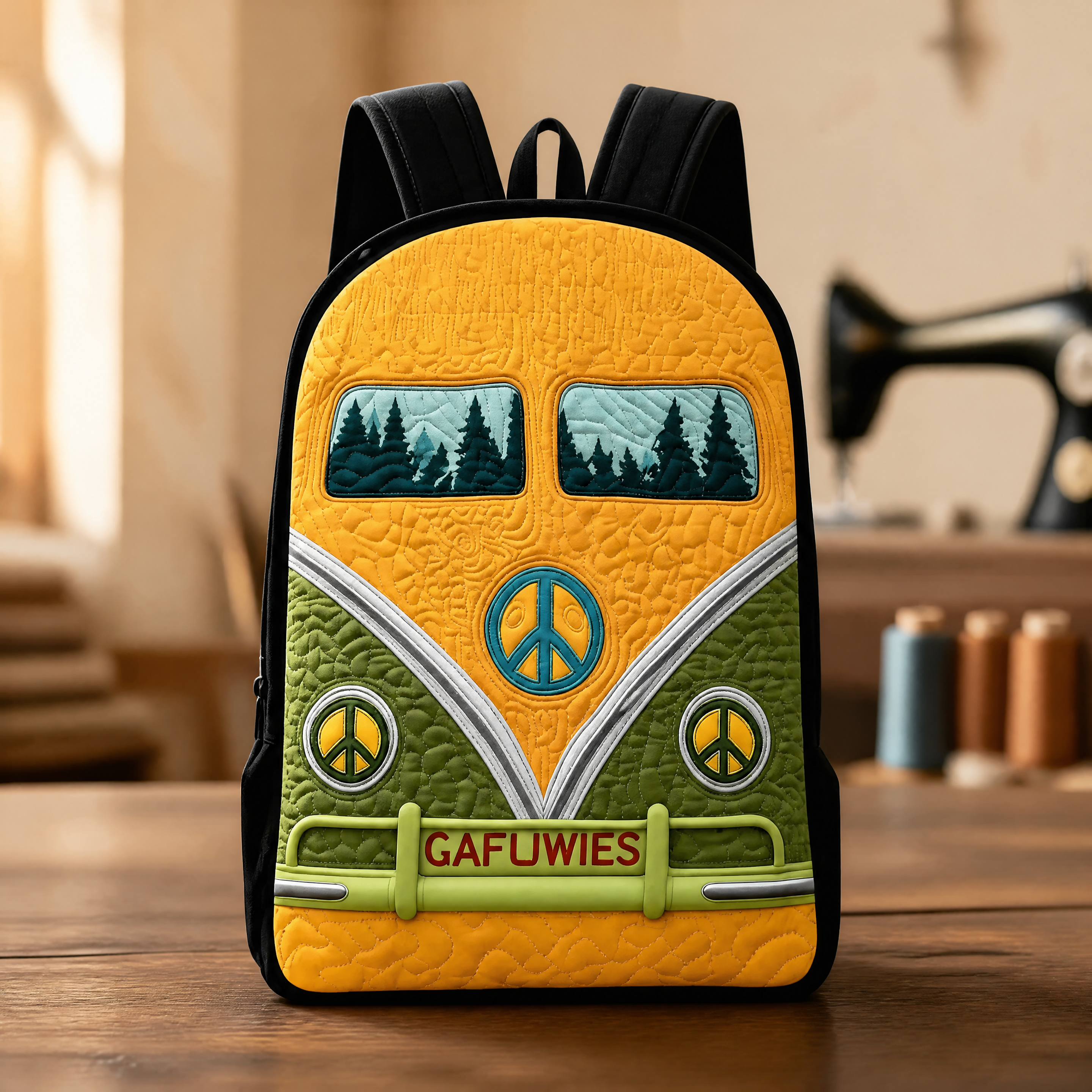 Stepp-Rucksack – Piqué-Design mit schwarzen Trägern
