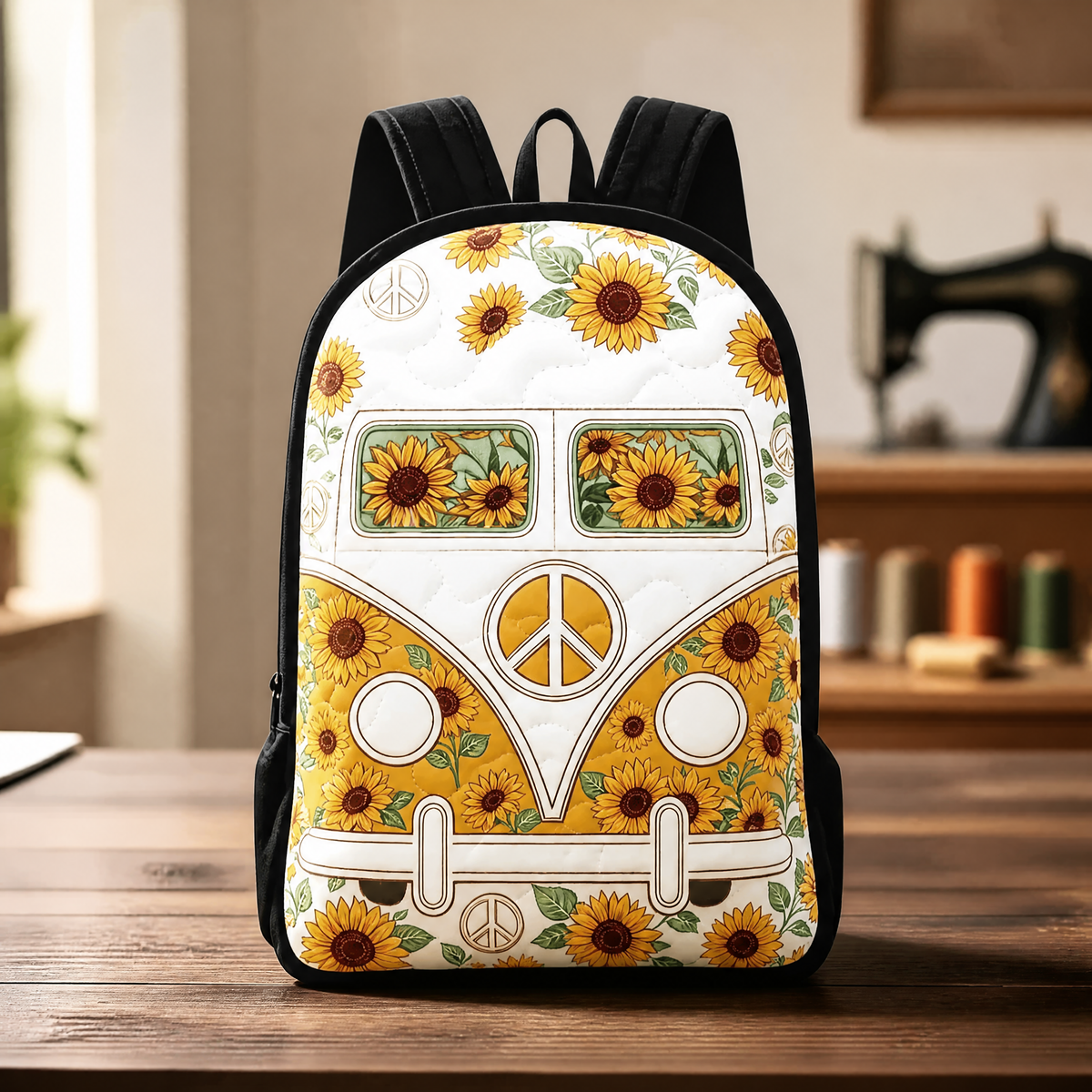 Gesteppter Rucksack – schwarze Schultergurte