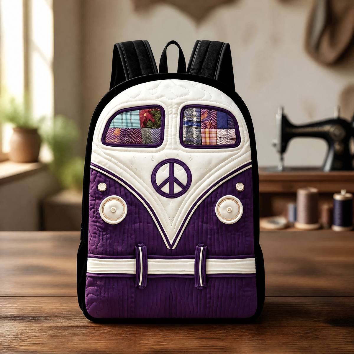 Gesteppter Rucksack – schwarze Schultergurte