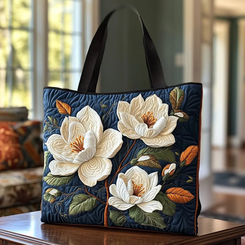 Handgefertigte gesteppte Tasche – Zarte Magnolie