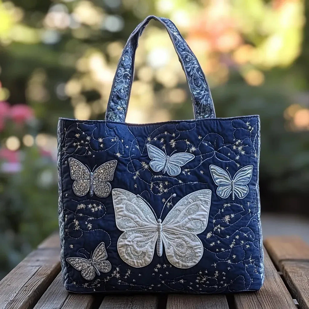 Handgefertigte Tasche – Silberner Schmetterling
