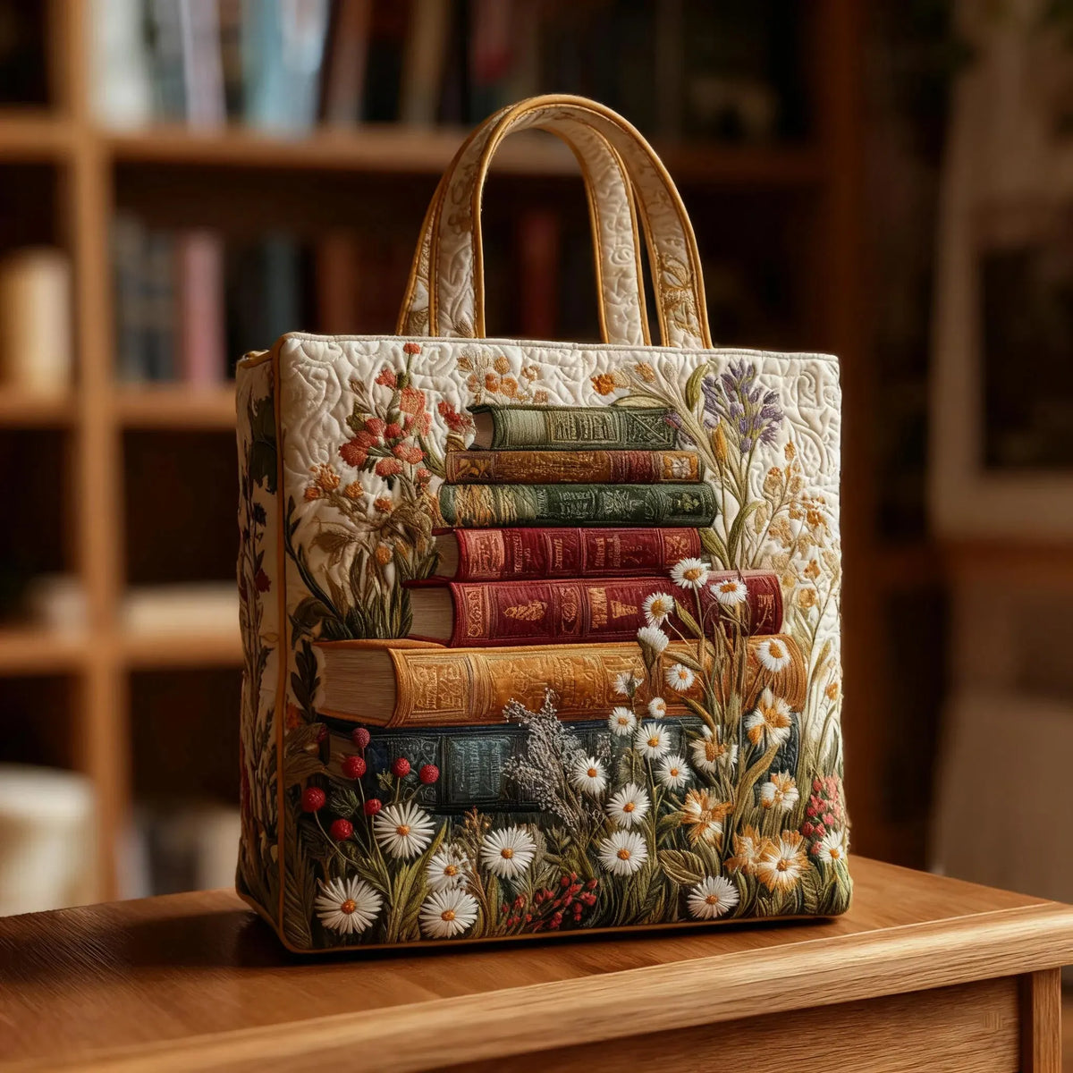 Handgefertigte gesteppte Tasche – Blumenmotiv