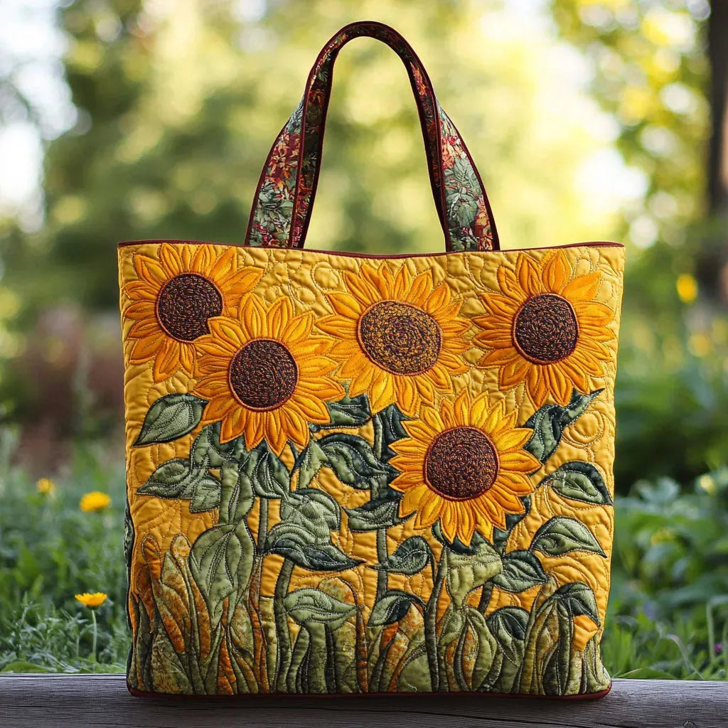 Klassische gesteppte Tasche – Sonnenblumen