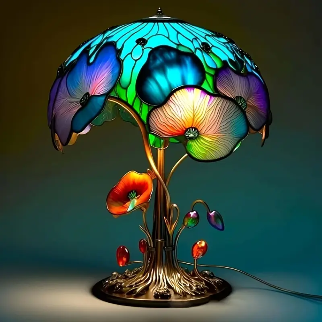 Florale Pilzlampe im Boho-Chic