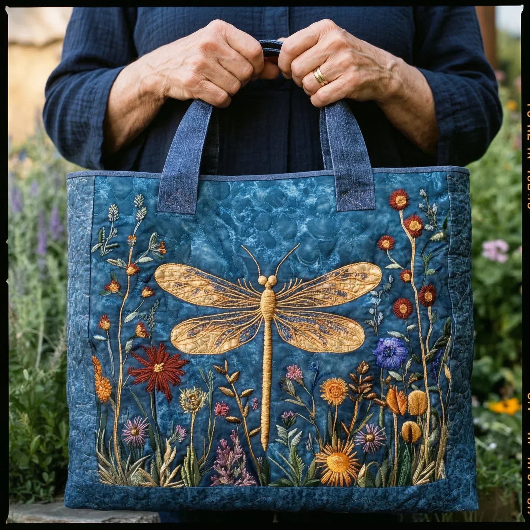 Gepolsterte Tasche – Goldene Libelle