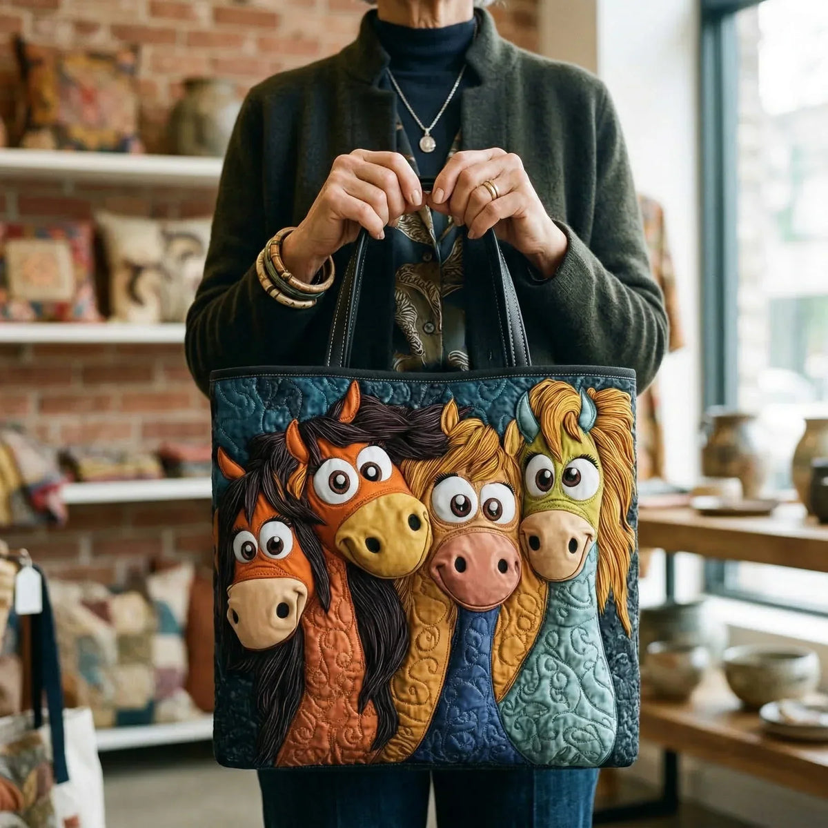 Handgefertigte Tasche – Verspielte Ponys