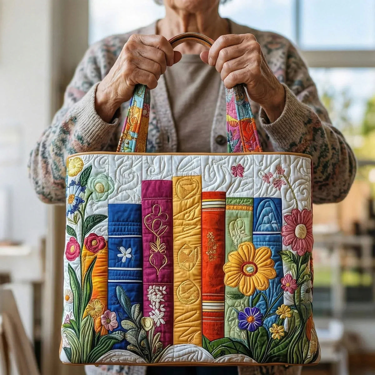 Handgefertigte Tasche – Blumenbibliothek