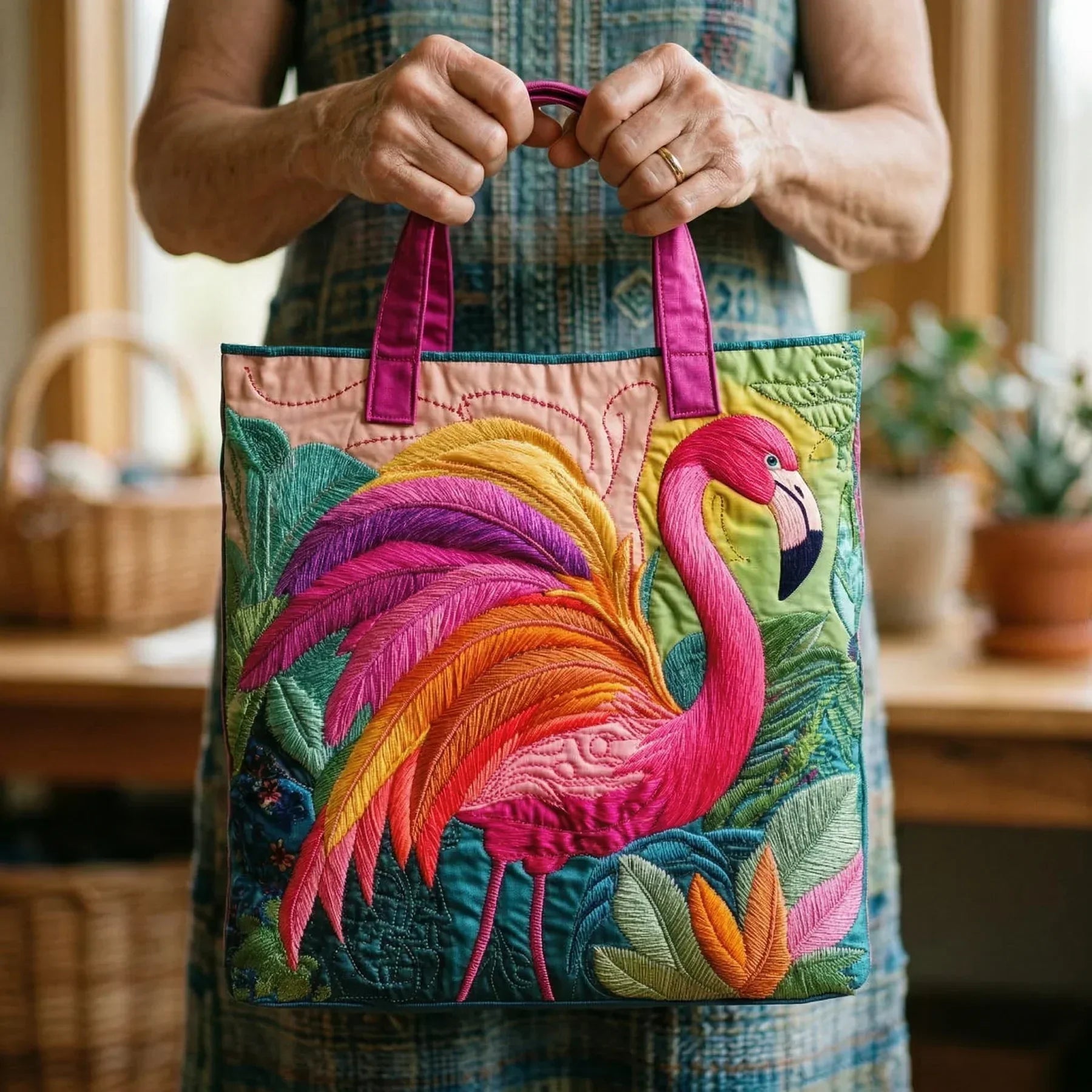 Gepolsterte Tasche – Regenbogenflamingo