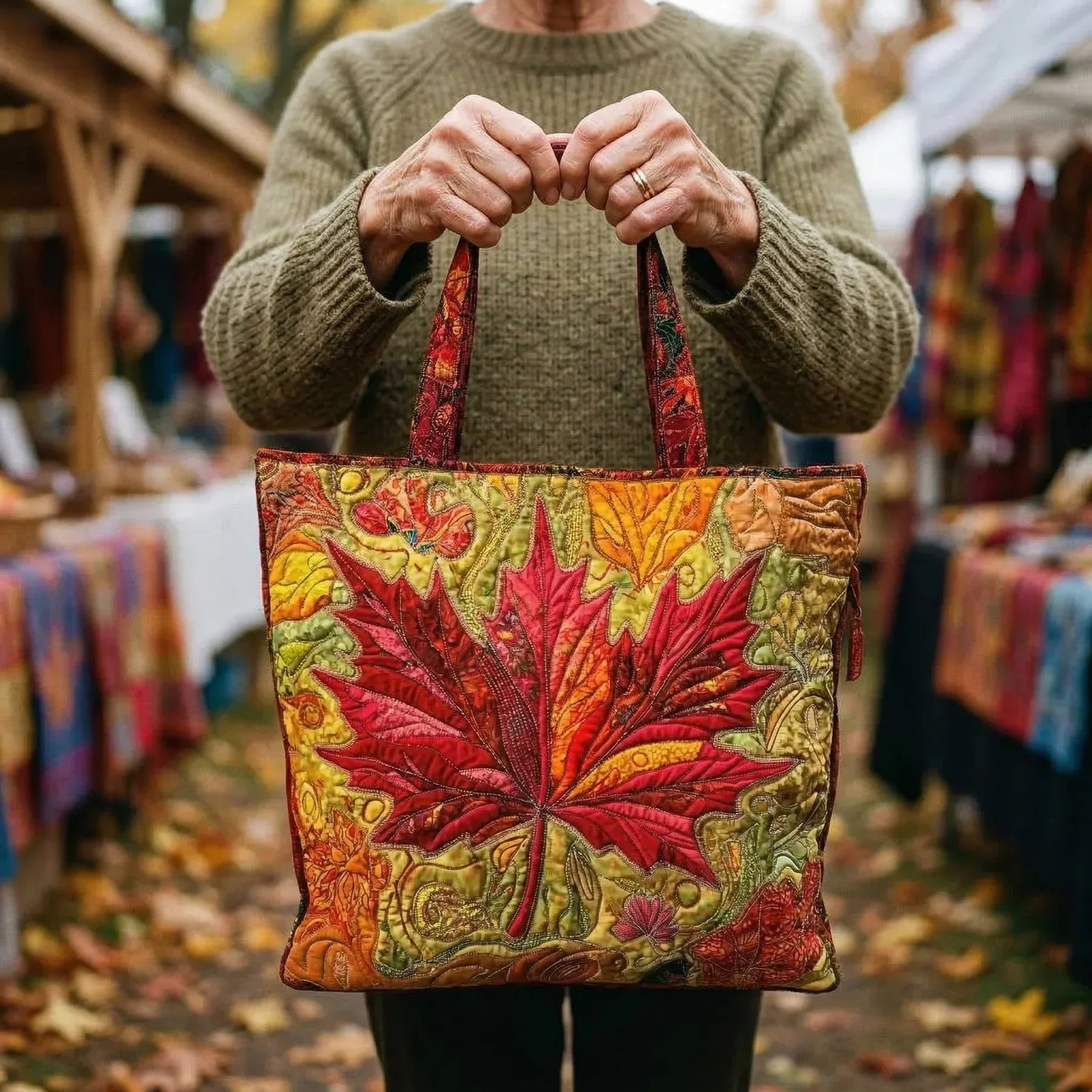 Handgefertigte Tasche – Ahorn bei Sonnenuntergang
