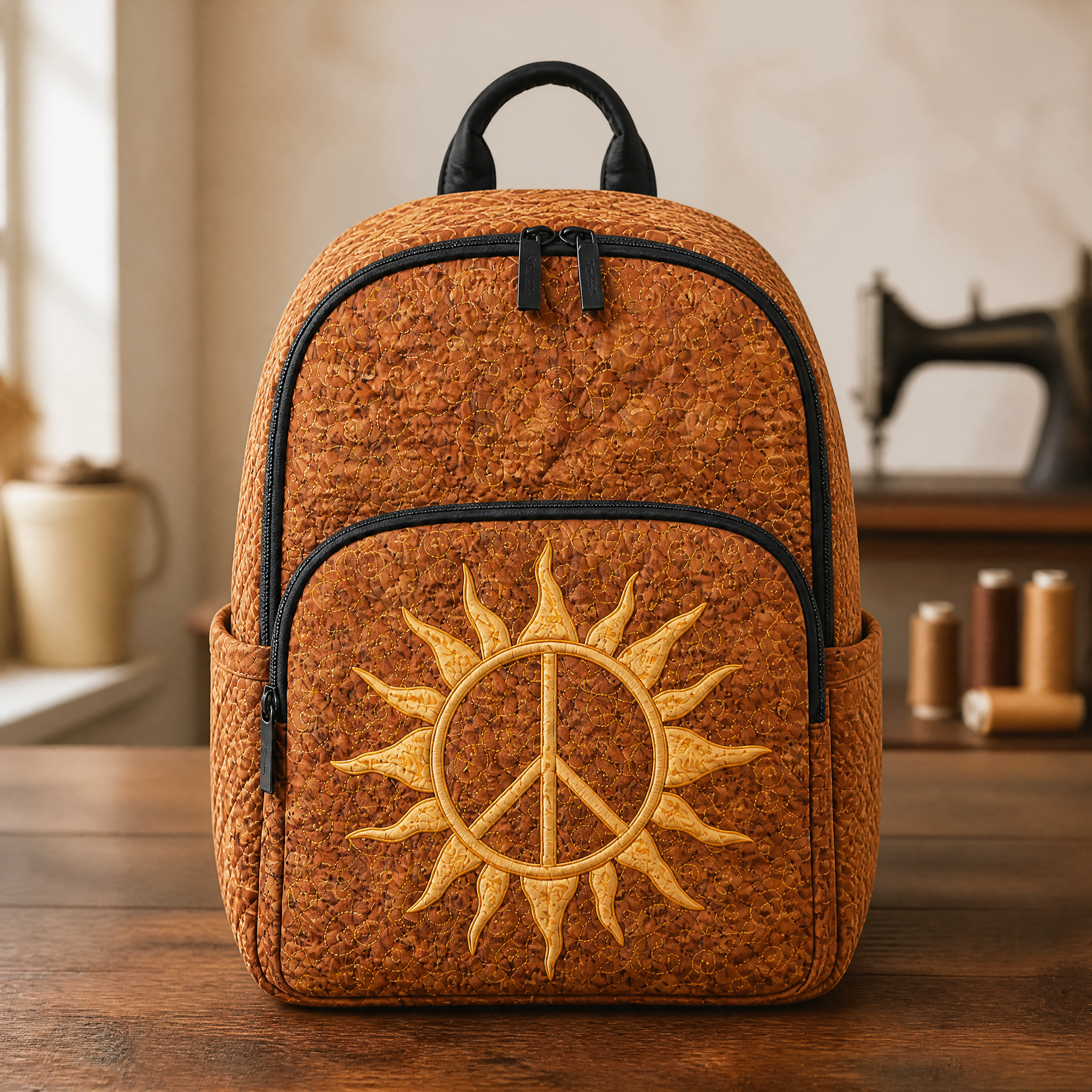 Gesteppter Rucksack – Symbol der Sonne und des Friedens