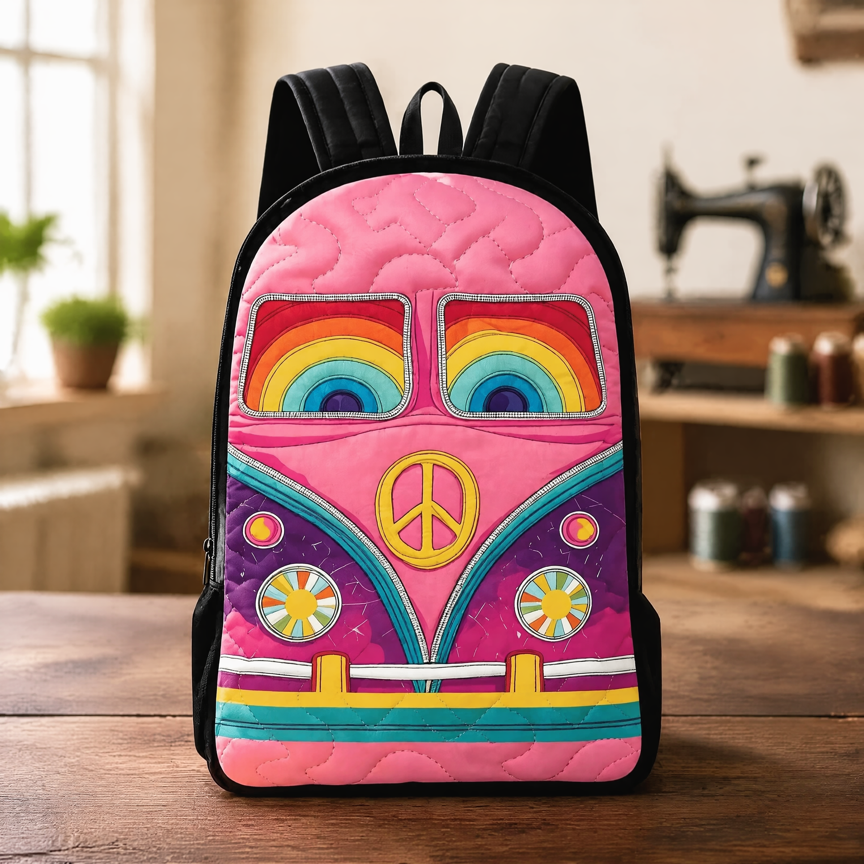 Gesteppter Rucksack – schwarzer Schultergurt